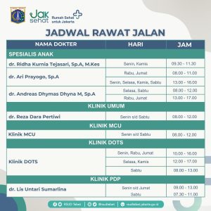 Hallo sobat sehat!Yuk cek jadwal layanan rawat jalan RSUD Tebet.Untuk pendaftaran bisa secara on (3)